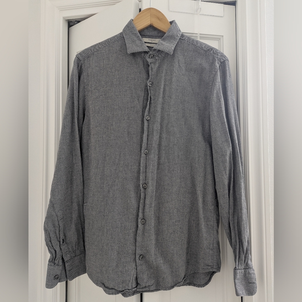 Mango Men's Charcoal Button-Down Shirt